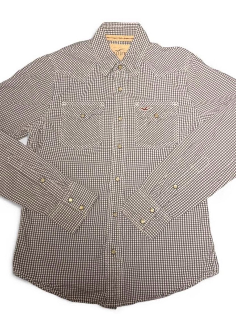 Y2K Hollister Men’s blue and White Checked Button-Down Shirt